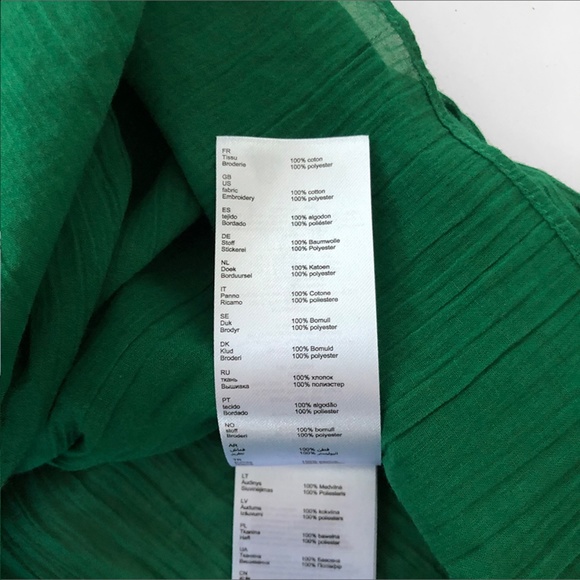 MAJE smocked off the shoulder green top Size 1 - Picture 7 of 10